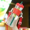 Water Bottle with Straw Food Grade Shatter-Proof Leak Resistant Wide Mouth Water Tumbler Fruit Infuser Water Bottle