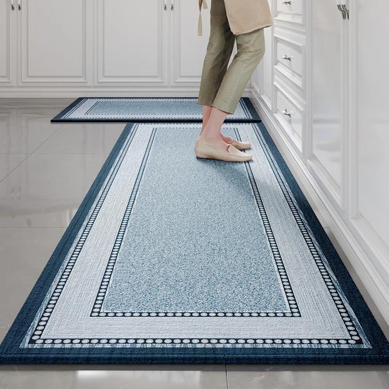 Натуральный бамбуковый хлопок Кухонный коврик-дорожка - 3-слойный масло/водо/грязеотталкивающий | Противоскользящая основа | Очень длинный моющийся напольный коврик