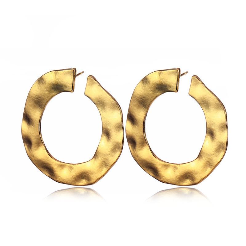 Popular Women's Alloy Round Hoop Earrings With Geometric Elements Gold And Silver