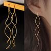 New Fashion Simple Long Earrings Exquisite Stud Earrings Wave Tassel Ear Line Elegant Ear Wire Piercing Earring for Women Jewelry Gifts