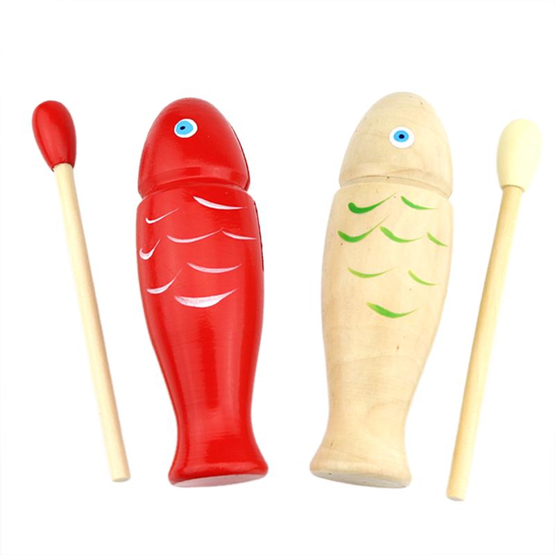 Wooden Fish Children Music Toys Wooden Orff Percussion Instrument Music Equipment Single Sound Tube Two Tone WoodBlocker TMZ