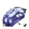 Folding Umbrella Female Windproof Paraguas Van Gogh Oil Painting Umbrella Rain Women Quality Black Coating Parasol