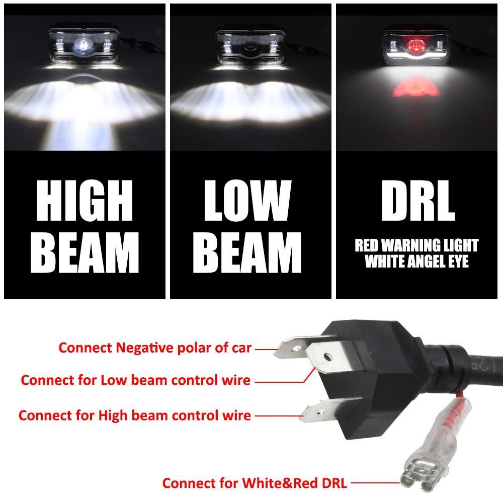 12V 24V 4x6 Inch LED H4 Headlight Led Work Light With DRL Light Replacement for GMC Chevrolet Car Jeep Motorcycle Truck Headlamp
