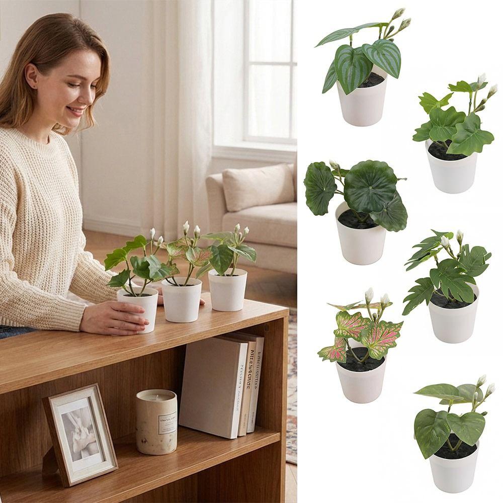 Green Green Plant Potted White Flowerpot Simulation Plant Potted Creative Desktop Ornament Gift