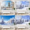Christmas Forest Tapestry Snowy Trees Wooded Scenery Frosty Winter Park Winter Design, Wall Hanging for Bedroom Living Room Dorm