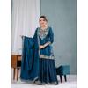INDIAN PAKISTANI CHINNON SILK SHARARA SALWAR KAMEEZ SET WOMEN PARTY WEAR ETHNIC VFP-1886a
