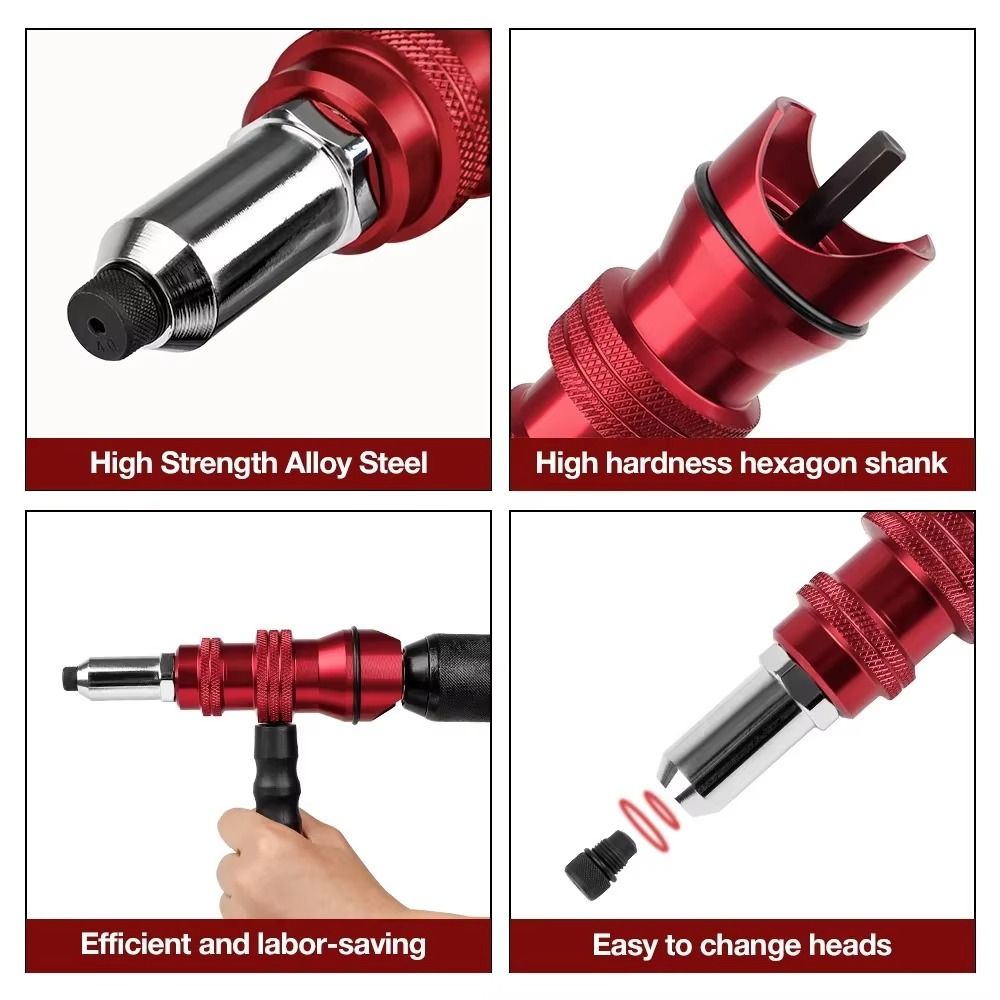2.4mm-4.8mm Electric Rivet Removable Plastic Handle Riveting Machine Rivet Adapter Drilling Tool