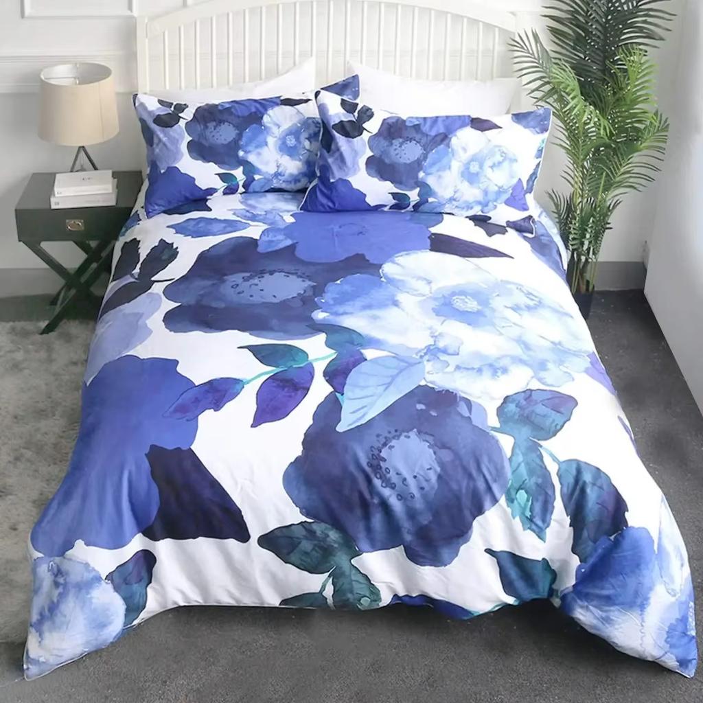 Акварельный Ботанический Цветочный Набор Пододеяльников Фиолетовый Растение Цветок Принт Постельное Белье Девочки Женщины Декор 2/3 Предмета Чехлы для Одеял