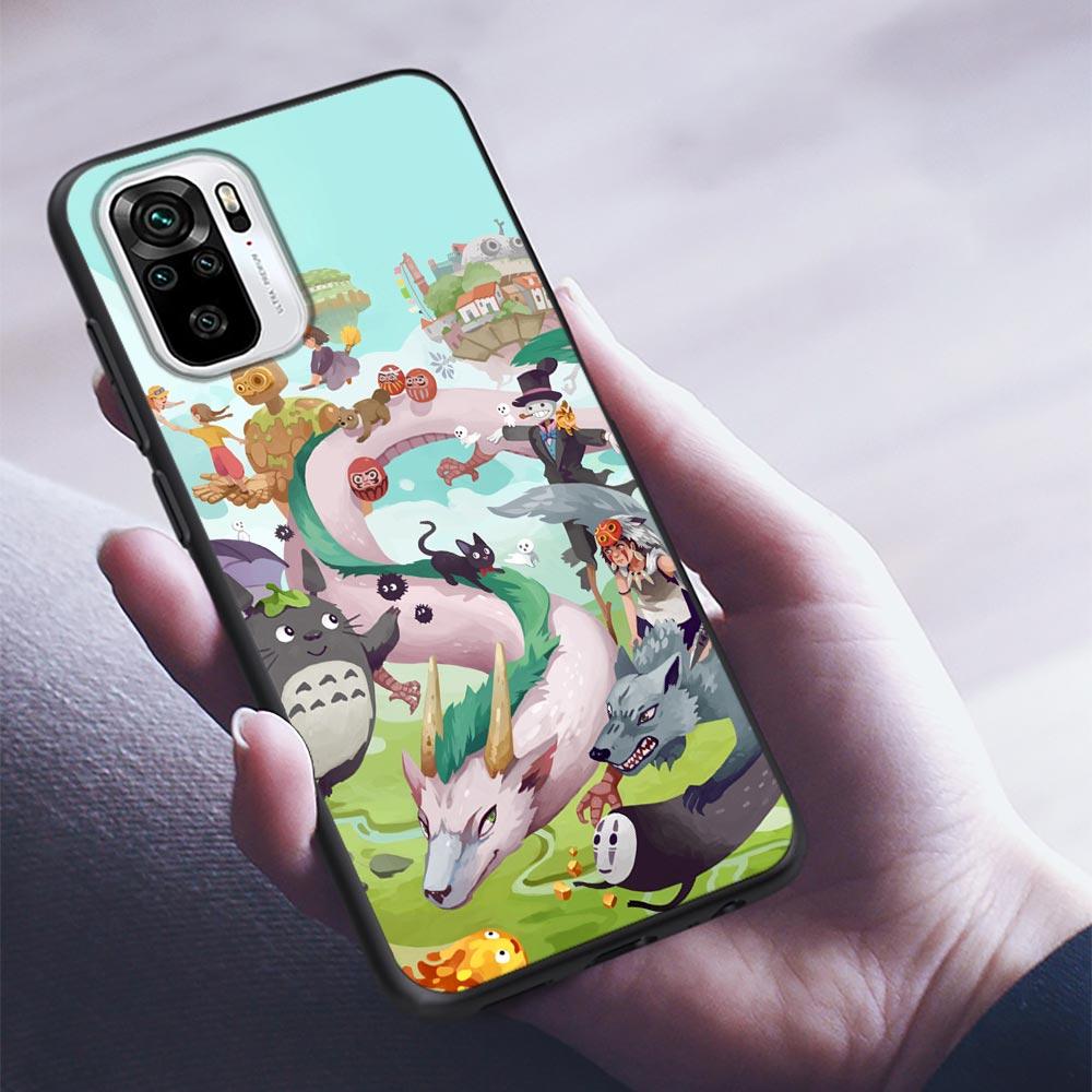 Милый чехол для телефона Studio Ghibli Тоторо Миядзаки с аниме для Xiaomi Redmi Note 9 9T 10 11 11E 8 7 Poco M3 M4 Pro 5G, черные чехлы