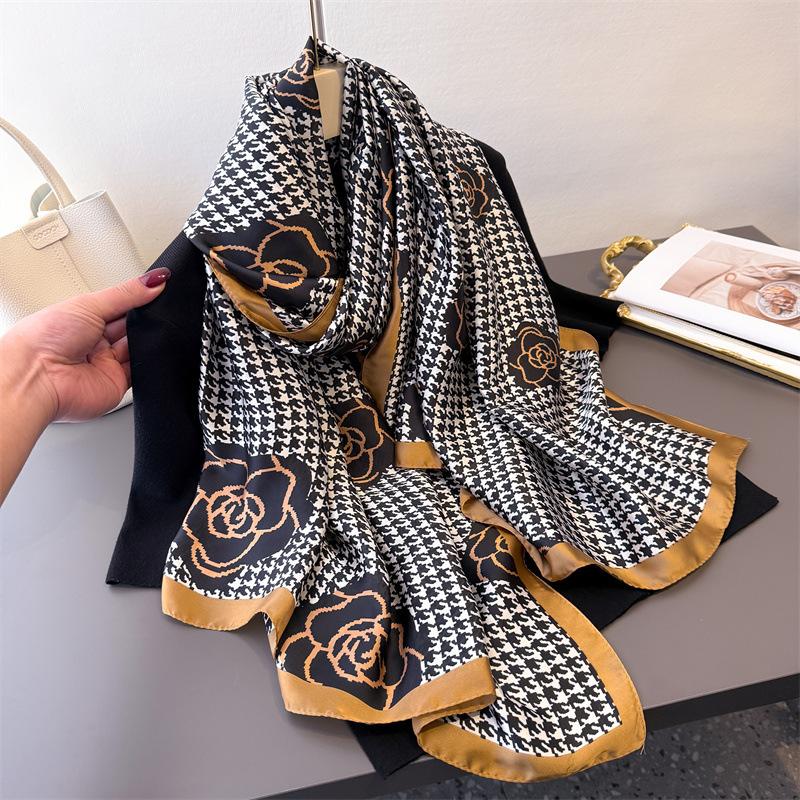 Female Polka Dot Printed Big Square Scarf Women Long Silk Scarves Bandanas Luxury Travel Shawl Wraps Elegant Hijab Neckerchief