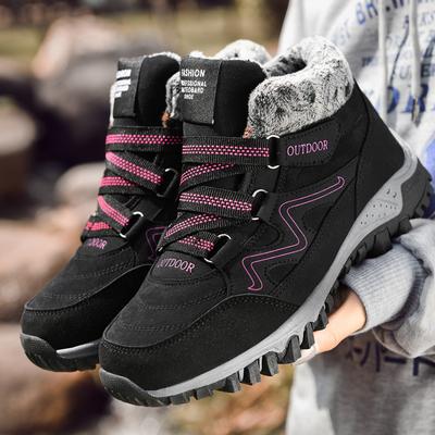 Зимние ботинки большого размера 35–42, низкие вспомогательные и толстые плюшевые уличные водонепроницаемые женские ботинки