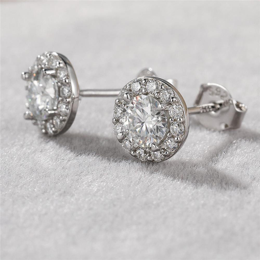 0,5 карата S925 стерлинговое серебро круглые серьги-гвоздики в форме мешка женские простые модные серьги с муассанитом и бриллиантами моцарелла фабрика