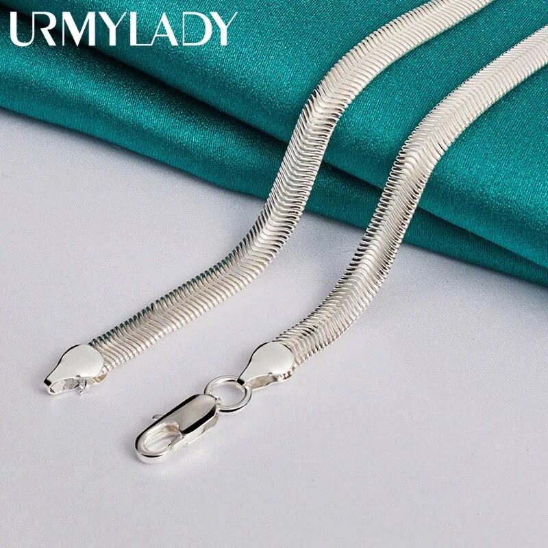 16-26 дюймов, красивое стерлинговое серебро 925 пробы, гладкая змея, мужское и женское ожерелье, цепочка с застежками-лобстерами, комплект 6 мм, массивные тяжелые ювелирные изделия