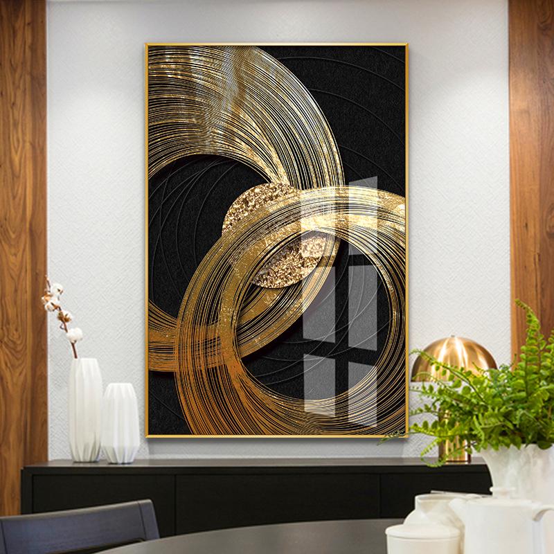 Abstract Black Golden Foil Leaves Luxury Poster Art Plant Canvas Painting Decorative Modern Wall Picture for Living Room Decor