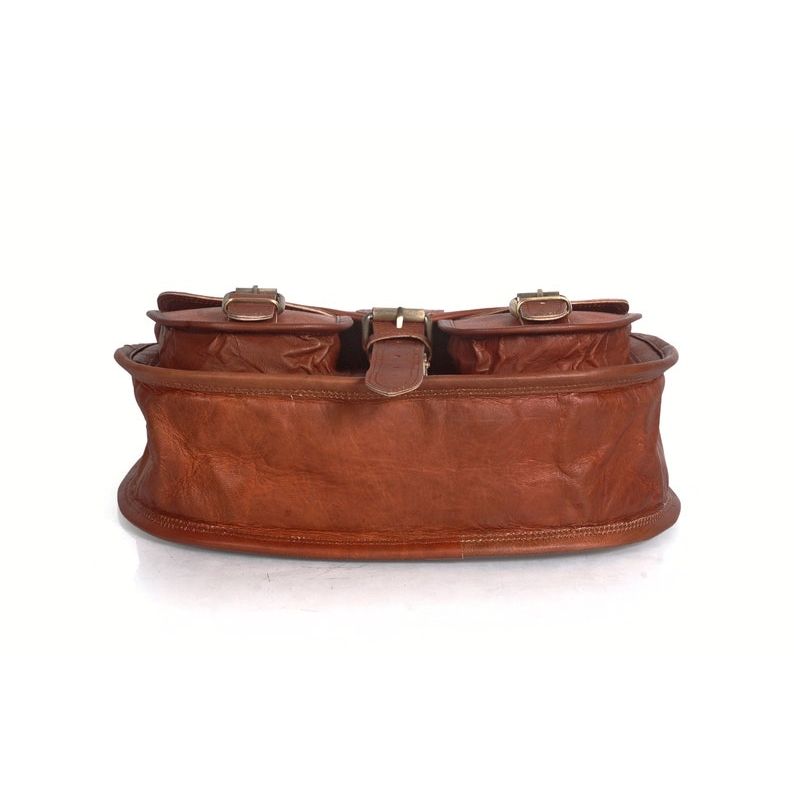 Handcrafted Brown Leather Crossbody Bag for Women – Vintage Goat Leather Shoulder Purse – Medium Size Travel & Daily Use Bag