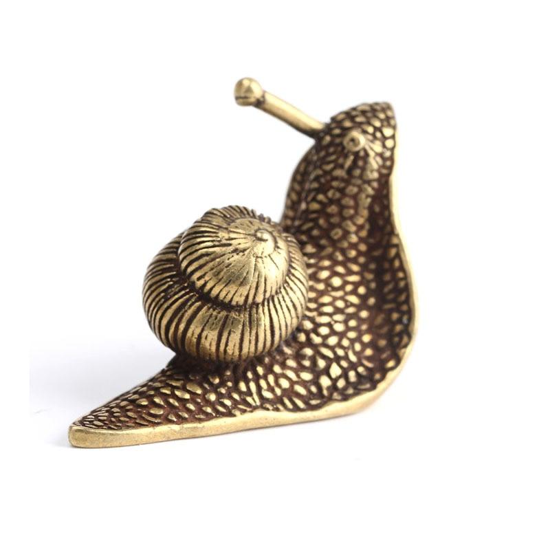 Mini Retro Pure Copper Snail Small Ornament Desk Decoration Antique Brass Animal Miniature Figurine Craft Tea Pet Incense Holder