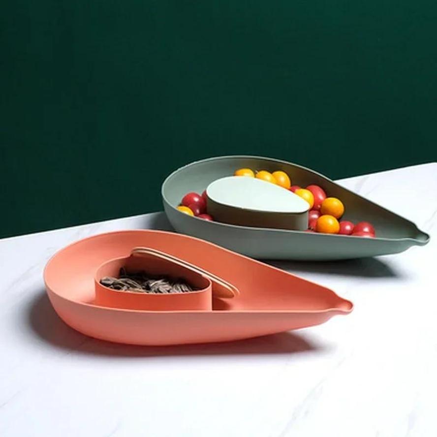 Table Plates For Serving Plates Snack Candy Stand Bowl Food Fruit Plates Plastic Partitioned Dish Creative Tableware Storage Box