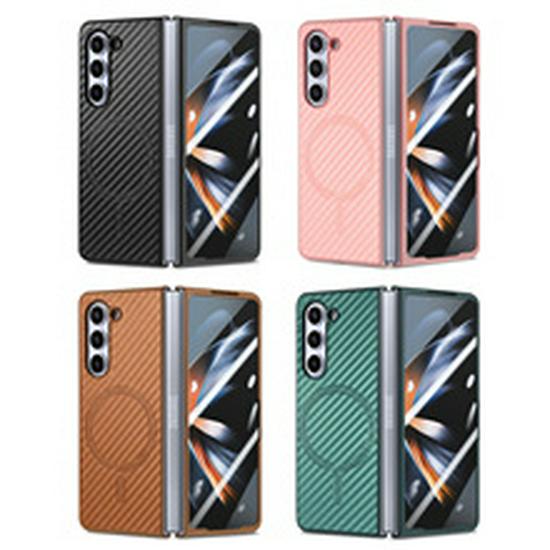 Чехол-бумажник из кожи с слотом для карт и ремешком для Samsung ZFold7/ZFold6 - Защитная обложка из ПУ с ощущением кожи