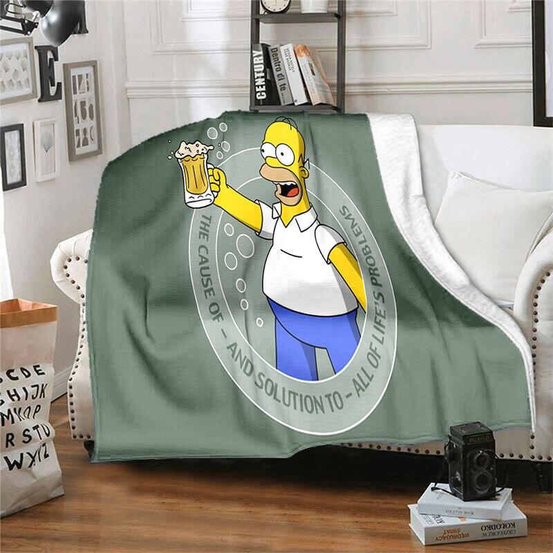 S-Симпсон Мягкий Плюшевый Диван-кровать Покрывало Мультяшное Современное Фланелевое Покрытие Одеяла Печатное Покрывало на Одеяло Подарок Пледы для Пикника