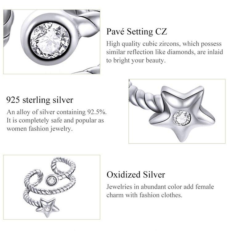 BAMOER, 1 шт., серьги-клипсы со звездами из стерлингового серебра 925 пробы, манжеты для ушей, циркониевые серьги без пирсинга, модные ювелирные изделия