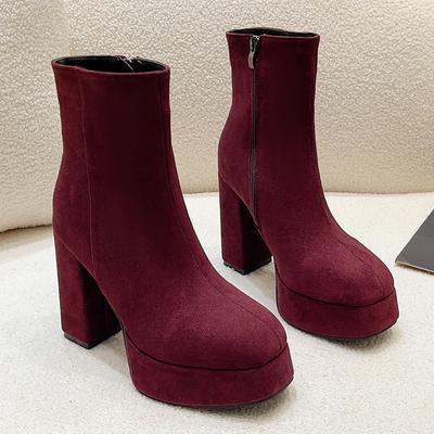 Женские ботильоны на высоком каблуке и платформе, зимние замшевые элегантные офисные туфли 2025 года, модные готические туфли «Челси» на толстой подошве, модные ботинки Mujer