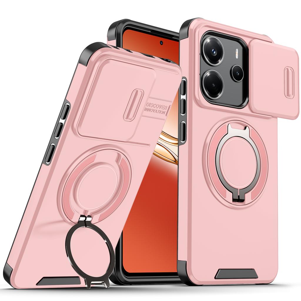 Магнитный Металлический Кольцо-Подставка Чехол Для Xiaomi Redmi Note 14 4G 163.3mm EU 164.8mm Note14 5G 162.4mm Сдвижное Окно-Защита Камеры Чехол для Телефона