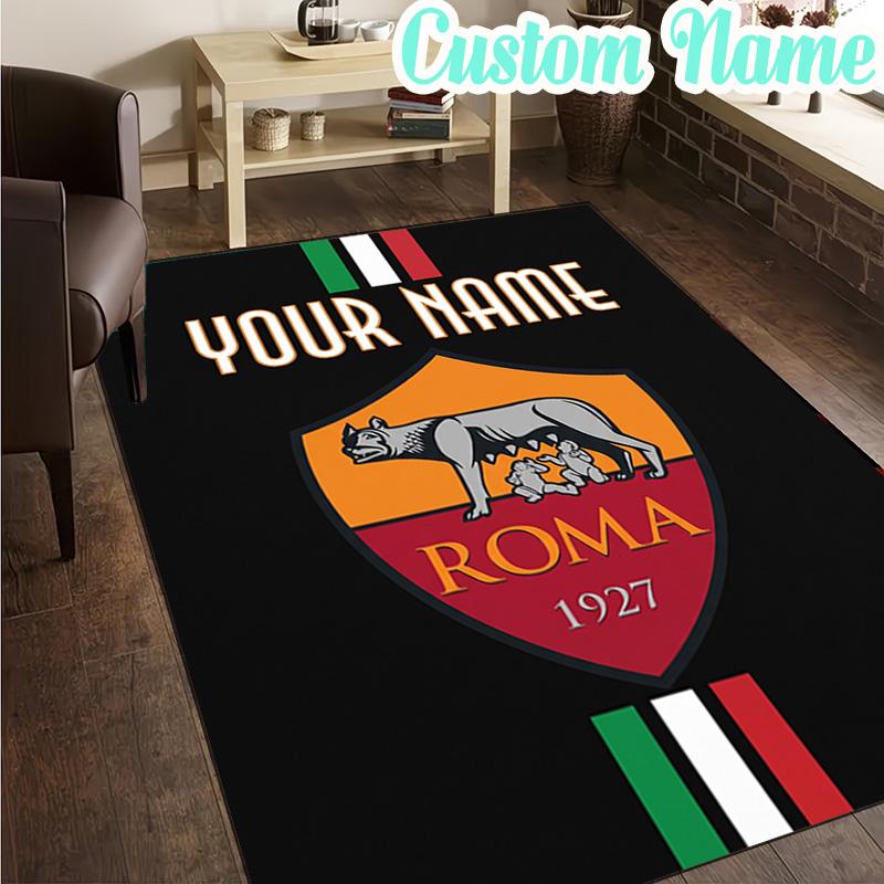 Custom Name Roma Football Club Emblem  Rug, Office Rug, Chair Rug, Carpet for Living Rooms, Doormat Game Rug Home Decor Christmas Gifts