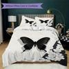 Black Butterfly Pattern Bedding uilt Set uilt Cover Pillowcase Home Decoration Birthday Gift (1 * duvet cover + 2 * pillowcase  without core)