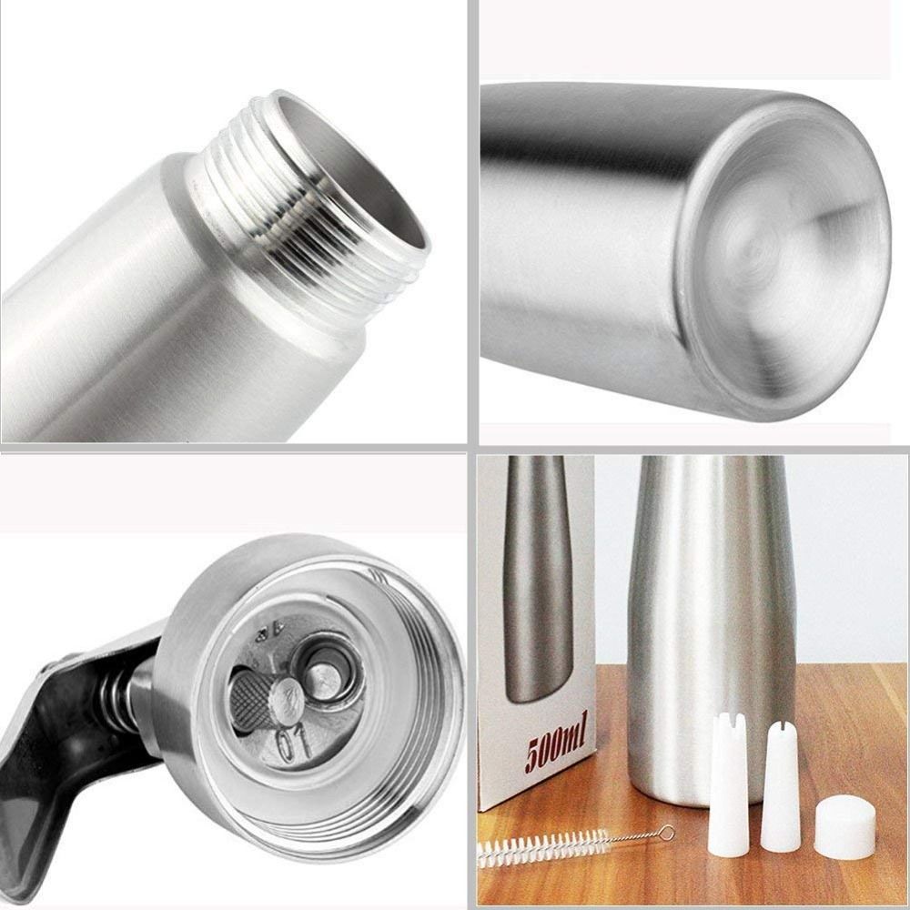 1000ml Capacity Whipped Cream Dispenser 3 Decorating Nozzles\ Dessert Maker Cake Decorating