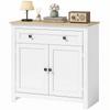 Sideboard Kitchen Cabinet with Drawer, Double Door, Adjustable Shelf, for Living Room, 78.5 x 35 x 80 cm, White