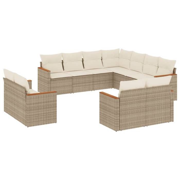 VidaXL Salon de Jardin avec Coussins 11 pcs, Canapés de Terrasse, Ensemble de Meubles de Patio, Mobilier d'Extérieur, Beige 3226499