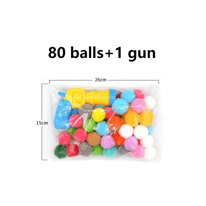 1Set Funny Cat Toys Interactive Toys Gun Plush Ball Launches High Bounce Ball Creative Kittens Mini Pompoms Pet Supplies