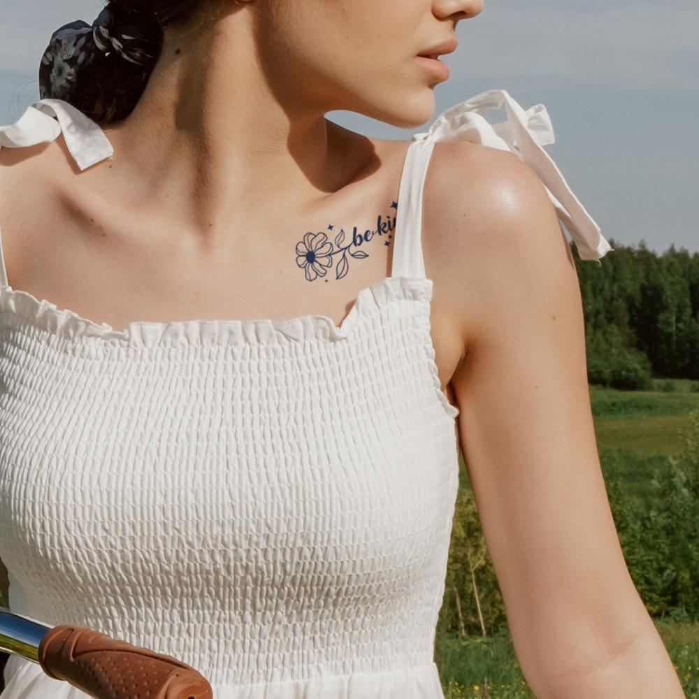 1 Sheets Semi Permanent Realistic Waterproof and Removeable Herb Tattoo Women's Back Tattoos Long Lasting