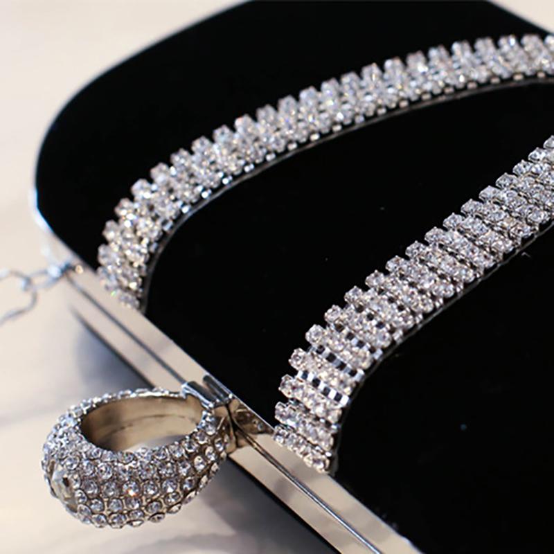 Red Flannel Rhinestone Bag Velvet Evening Purses Crossbody Elegant Party Clutch Bling Shoulder Female Bag Diamond Handbag