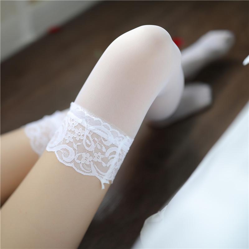 Romantic stockings, lace trim, long stockings, high stockings, sexy and seductive, Sheer mesh thigh stockings, flirtatious and interesting underwear