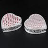 Mini Jewelry Storage Box Bracelet Organizer,Exquisite Heart Shape Inlaid Gem Alloy Ring Storage Jar Dresser Display Couple Gifts