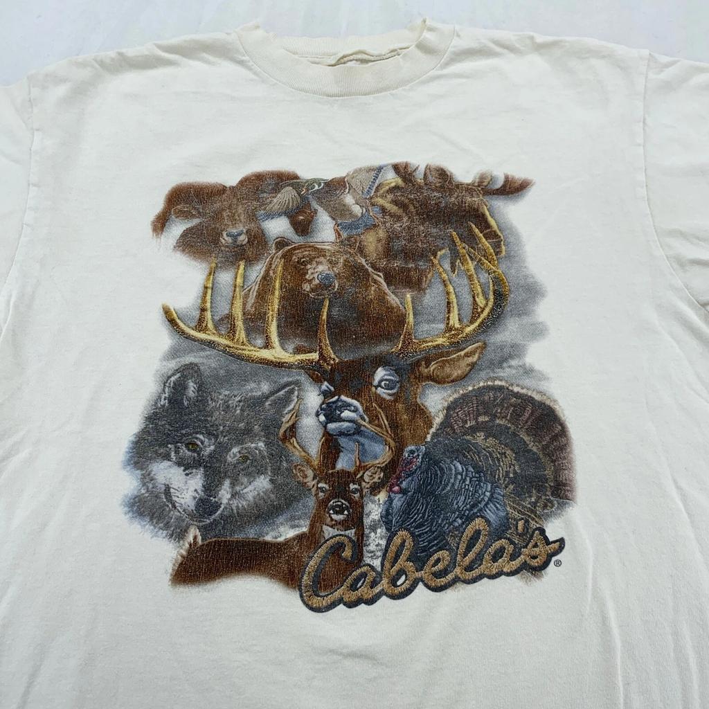 vintage 90s CABELA'S WILDLIFE FOREST ANIMALS T-Shirt M/L nature