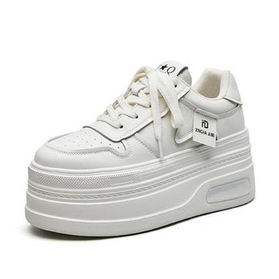 Модные кроссовки на платформе 9 см, из натуральной кожи, осенние, удобные, дышащие, для скейтборда, вулканизированные, массивные, на скрытой блочной танкетке, ботинки