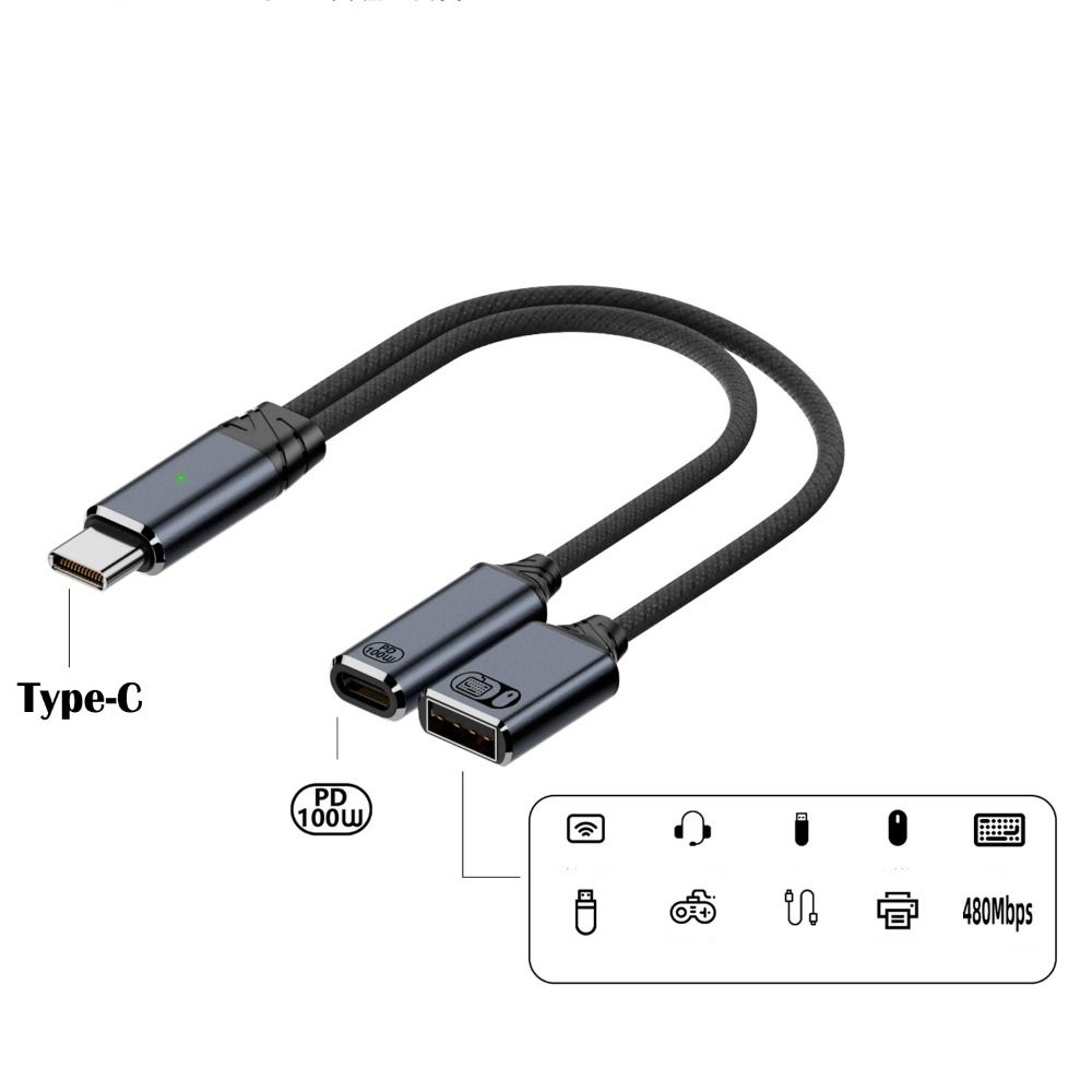 PD 100W USB Headphone Converter Fast Charging Y Cable NEW Audio Adapter Keyboard Mouse