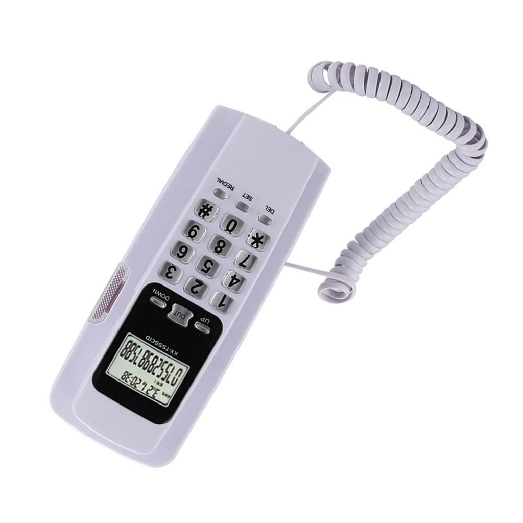 T555 Мини настенный телефон с АОН, телефон для отеля, дома, офиса, с ЖК-дисплеем и подсветкой(белый )