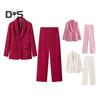 2 шт./компл. женский офисный наряд с лацканами, длинный рукав, одна пуговица, пиджак, высокая талия, длинные брюки, комплект деловой рабочей одежды