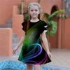 Girls Love Lines Print Dresses Kids Girl Party Dress Loose Fitting Loose Fitting Short Sleeved Skirt For Girls Over Four Years Old