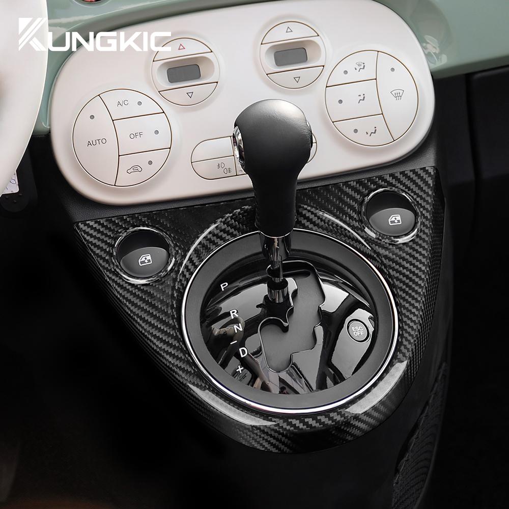 Наклейка из настоящего сухого твердого углеродного волокна для Fiat 500 2011-2025 / 500E 2012-2019 Для Abarth 595/695/500C 2016-2025 Крышка рычага переключения передач