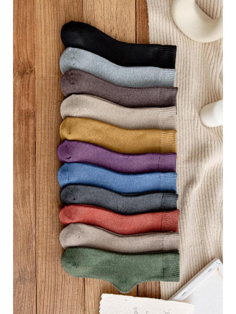 Unisex Plush Mid-Tube Socks - Thick, Warm Terry Socks for Autumn and Winter
