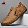 Handmade Leather Men Shoes Casual Slip On Loafers Breathable Leather Shoes Men Flats  Moccasins Outdoor Shoes Plus Size