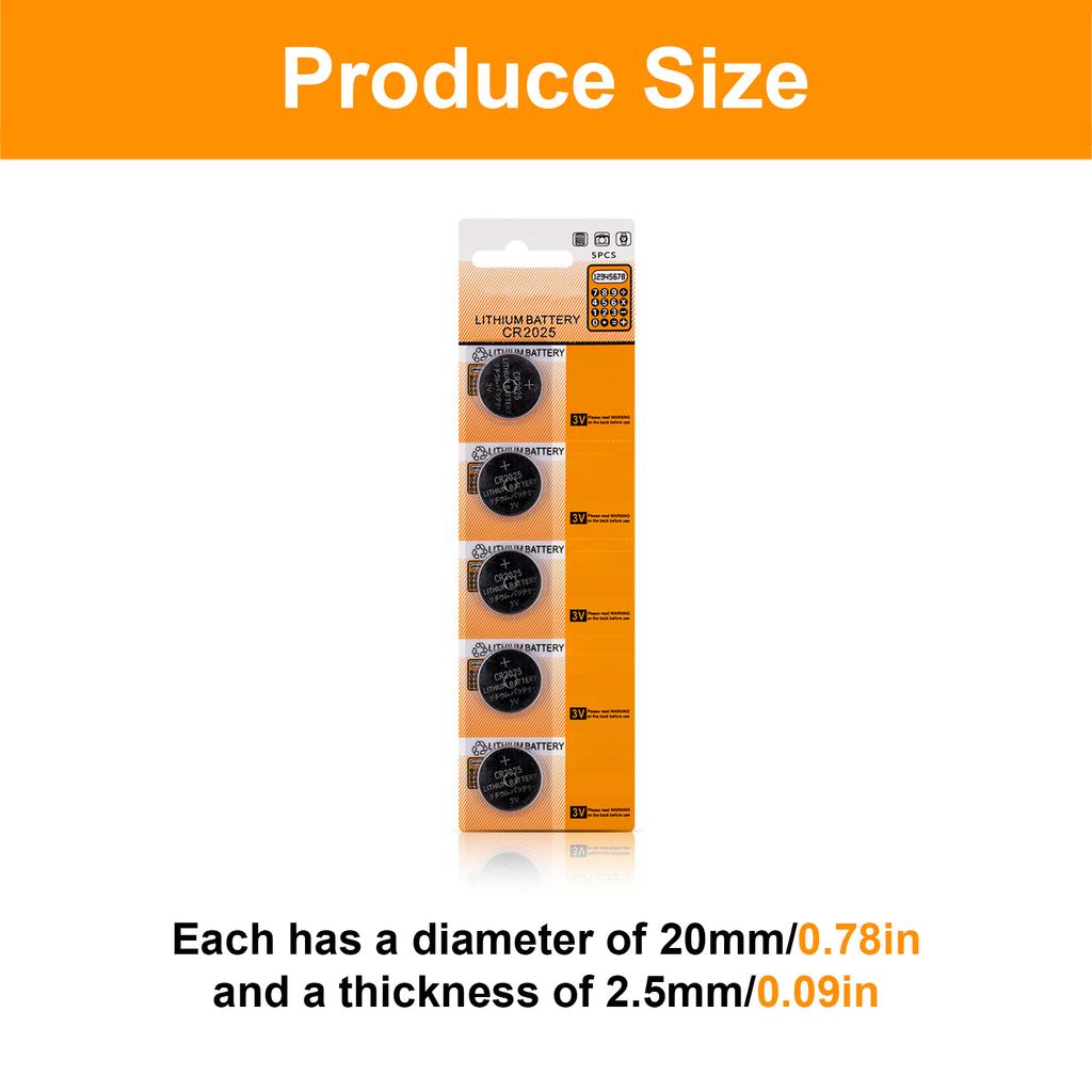 Комплект батареек CR2025 из 5/10 3 В батареек CR2025 Надежная работа для небольших электронных устройств и бытовых приборов
