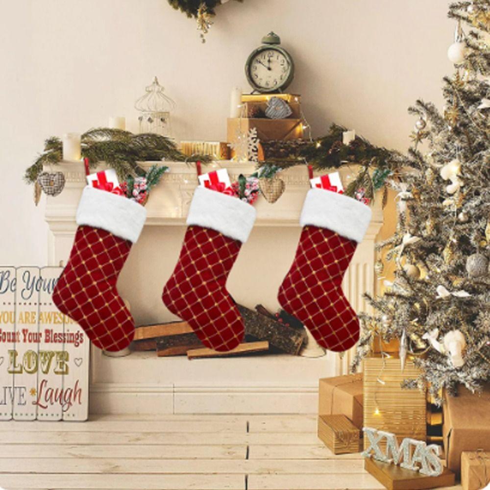 Hanging Christmas Gift Socks Pendant Xmas Gift Bag Candy Bag Christmas Stocking  Christmas Decor