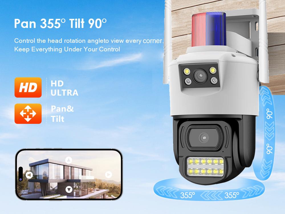 Новая SIM-карта 4G камера 8MP 4K двойной объектив CCTV беспроводная уличная камера Securiy поддержка AI гуманоидного обнаружения движения PTZ V380 Pro видеокамера