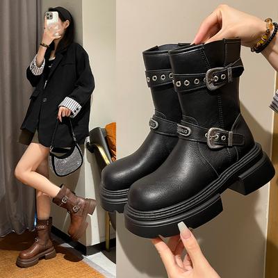 Чжао Чжаои Осенние Сапоги Merad Мода Полусапоги Рыцарские Сапоги Вестерн Женские