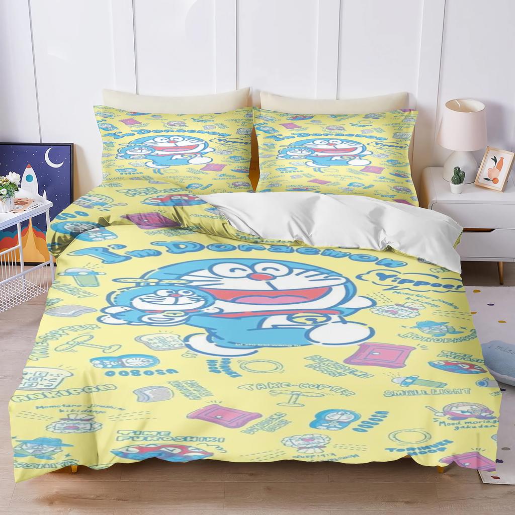 Blue Robot Cartoon Duvet Cover Home Pillowcase Set Adult Bedroom Children Comforter Bedding